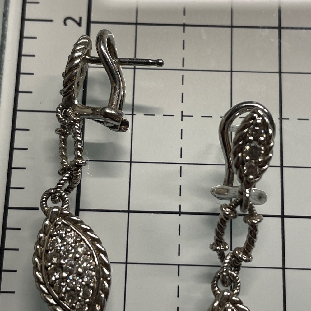 Judith Ripka 925 Sterling Silver and CZ - retired dangle earrings - Picture 5 of 6